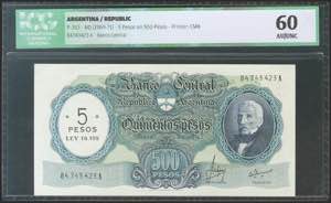 ARGENTINA. 500 pesos. (1969ca). Series A. ... 