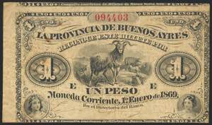 ARGENTINA. 1 Weight. 1869. Province of ... 