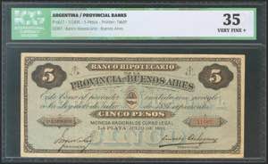 ARGENTINA. 5 pesos. July 1891. (Pick: s617). ... 