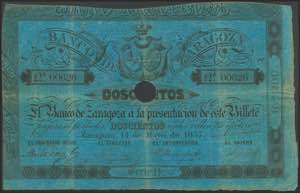 200 Reales. May 14, 1857. Bank of Zaragoza. ... 
