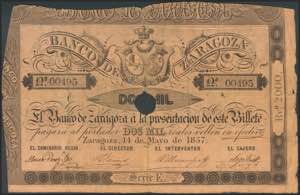 2000 Reales. May 14, 1857. Bank of Zaragoza. ... 