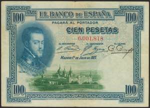 100 pesetas. July 1, 1925. Without series. ... 