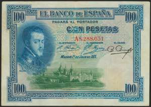 100 pesetas. July 1, 1925. Series A and dry ... 