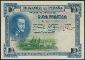 100 pesetas. July 1, 1925. Series B and ... 