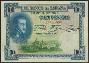 100 pesetas. July 1, 1925. Series C and ... 