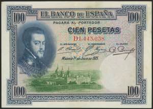 100 pesetas. July 1, 1925. Series D and ... 