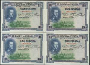 Set of 4 correlative banknotes of 100 ... 