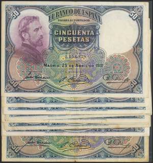 Set of 11 50 Pesetas banknotes issued on ... 