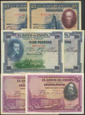 Set of 32 Bank of Spain notes of different ... 