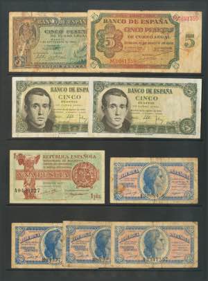Set of 33 banknotes of the Bank of Spain of ... 