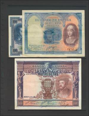 Set of 35 banknotes of the Bank of Spain, in ... 
