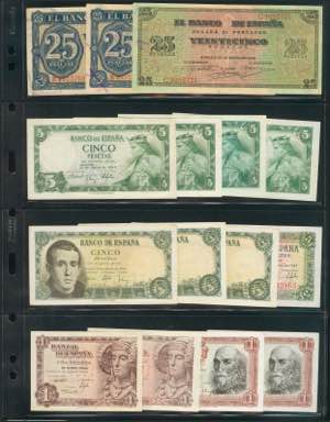 Set of 38 banknotes of the Bank of Spain of ... 