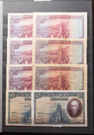 Set of 125 Bank of Spain notes of different ... 