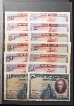Set of 128 banknotes of the Bank of Spain of ... 