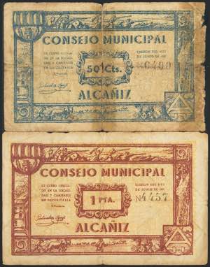 ALCAÑIZ (TERUEL). 50 Céntimos y 1 Peseta. ... 