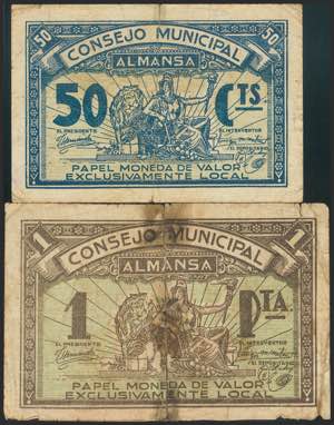 ALMANSA (ALBACETE). 50 Céntimos y 1 Peseta. ... 