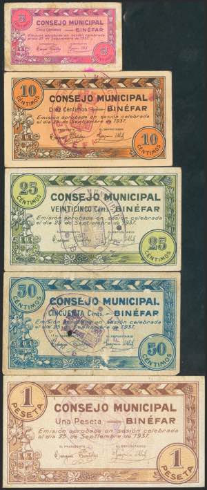 BINEFAR (HUESCA). 5 Céntimos, 10 Céntimos, ... 