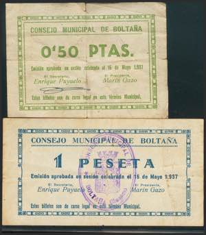 BOLTAÑA (HUESCA). 50 Céntimos y 1 Peseta. ... 