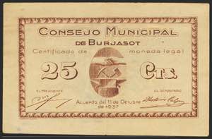 BURJASOT (VALENCIA). 25 Céntimos. 11 de ... 