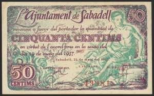 SABADELL (BARCELONA). 50 cents. May 19, ... 