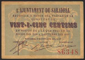 SABADELL (BARCELONA). 25 cents. October 11, ... 