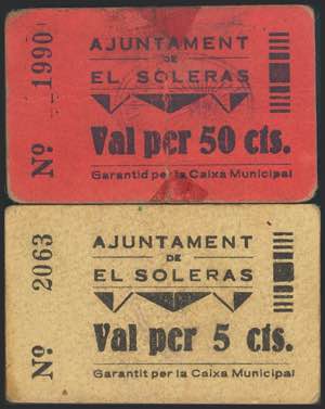 EL SOLERAS (LERIDA). 5 Céntimos y 50 ... 