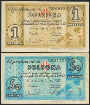 SOLSONA (LERIDA). 50 Cents and 1 Peseta. ... 