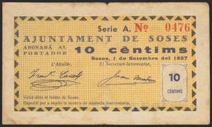 SOSES (LERIDA). 10 cents. September 1, 1937. ... 