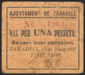 TARADELL (BARCELONA). 1 peseta. May 13, ... 