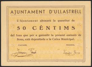 ULLASTRELL (BARCELONA). 50 cents. (1937ca). ... 