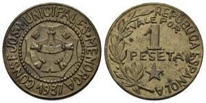 MINORCA. 1 peseta. (La. 2.95g / 19mm). 1937. ... 