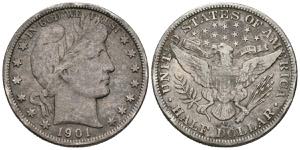 USA. 1/2 Dollar (Ar. 12.06g / 30mm). 1901. ... 