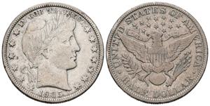 USA. 1/2 Dollar (Ar. 12.22g / 30mm). 1905. ... 