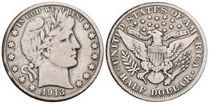 USA. 1/2 Dollar (Ar. 12.10g / 30mm). 1913. ... 