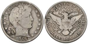 USA. 1/2 Dollar (Ar. 11.95g / 30mm). 1914. ... 