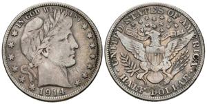 USA. 1/2 Dollar (Ar. 12.27g / 30mm). 1914. ... 