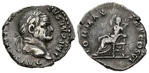 VEPASIAN. Denarius (Ar. 3.52g / 19mm). 75 AD ... 