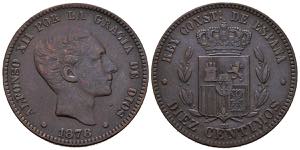 ALFONSO XII (1874-1885). 10 Cents (Ae. ... 