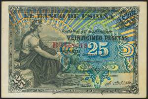 25 pesetas. September 24, 1906. Dry stamp ... 