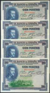Set of 4 correlative banknotes of 100 ... 