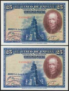 25 pesetas. August 15, 1928. Correlative ... 