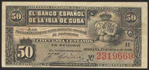 SPANISH BANK OF THE ISLAND OF CUBA. 50 ... 