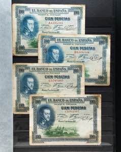 Very curious set of 305 Spanish banknotes ... 