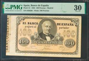 100 pesetas. July 1, 1884. Without ... 