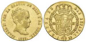 ISABEL II (1833-1868). 80 Reales. (Au 6.72g ... 