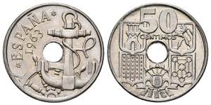 SPANISH STATE (1936-1975). 50 Cents. (Cu-Ni. ... 