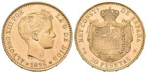 SPANISH STATE (1936-1975). 20 pesetas. (Au. ... 