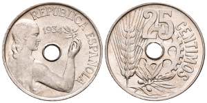 II REPUBLIC (1931-1939). 25 Cents (Cu-Ni. ... 