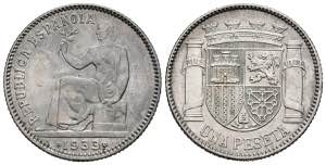 II REPUBLIC. 1 peseta. (Ar. 4.99g / 23mm). ... 
