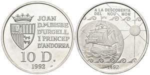 ANDORRA. 10 Diners. (Ar. 31,49g39mm). 1992. ... 
